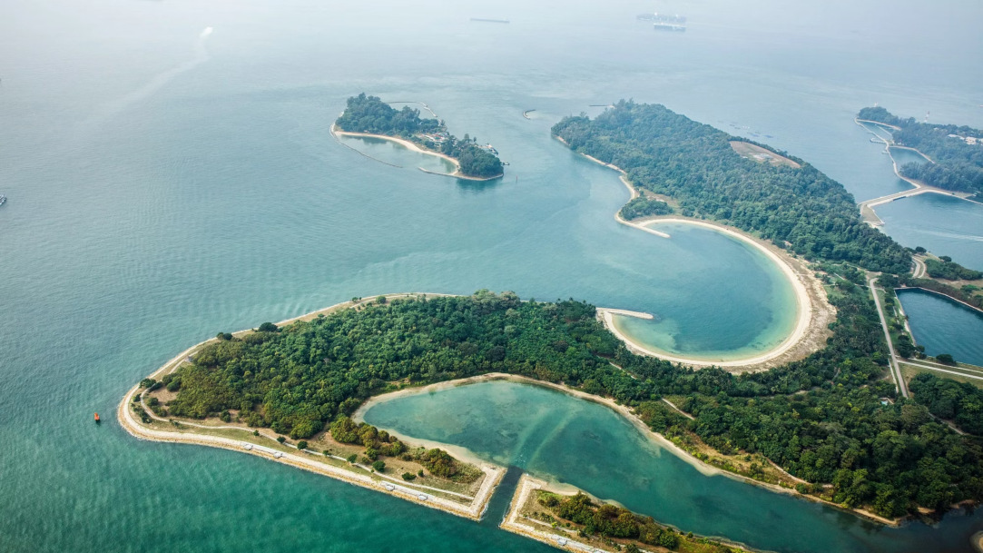 Aerial view of Singapore's Southern Islands: Lazarus, St John's and Kusu
